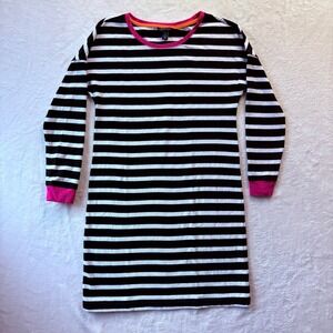 Tommy Hilfiger Dress Women Sz Small Striped Knit Black White Pink Trim Long Slv